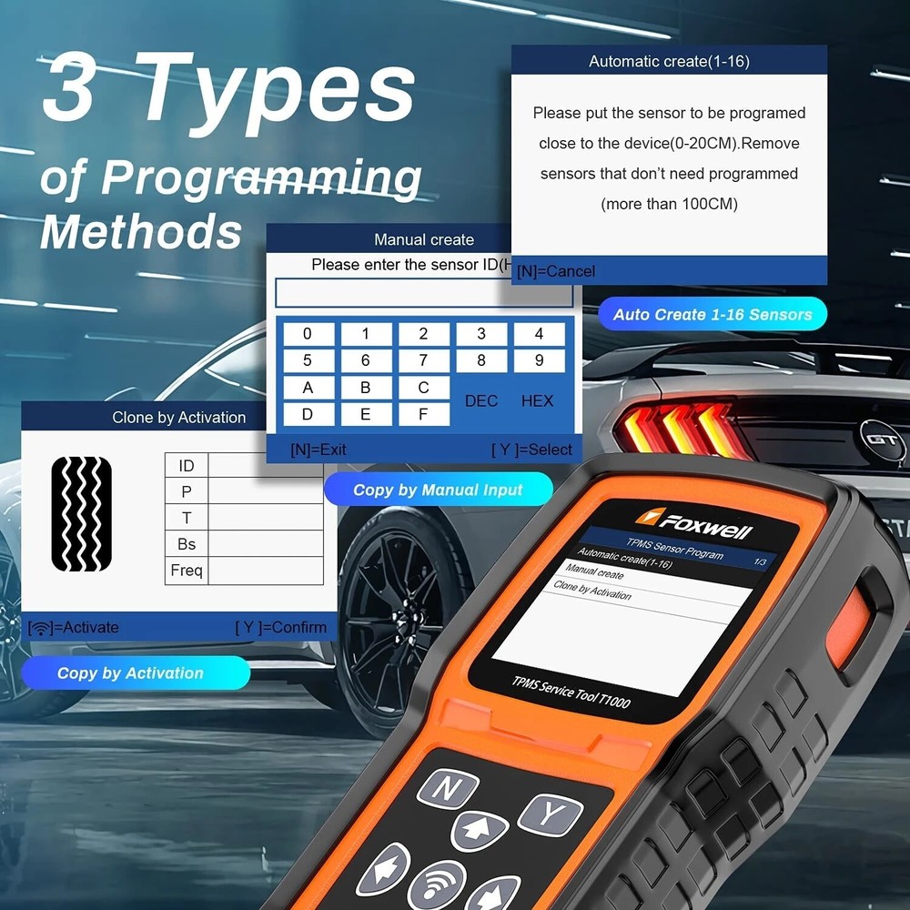 Foxwell T1000 Car TPMS Reset Tire Pressure Sensor Activate Programming Scan Tool