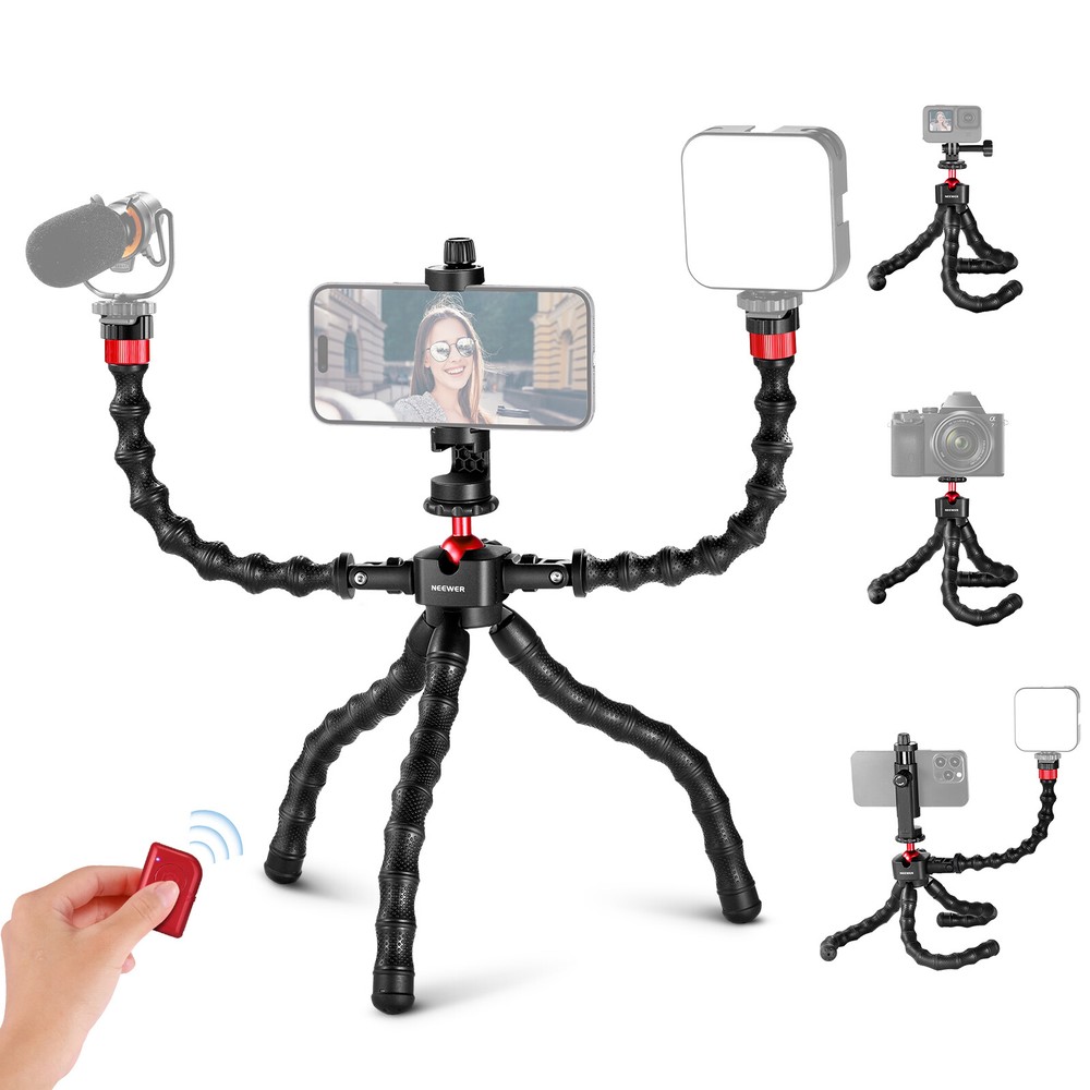 NEEWER T91 Flexible Tripod with Two Magic Arms， Travel Mini Tripod for Vlogging
