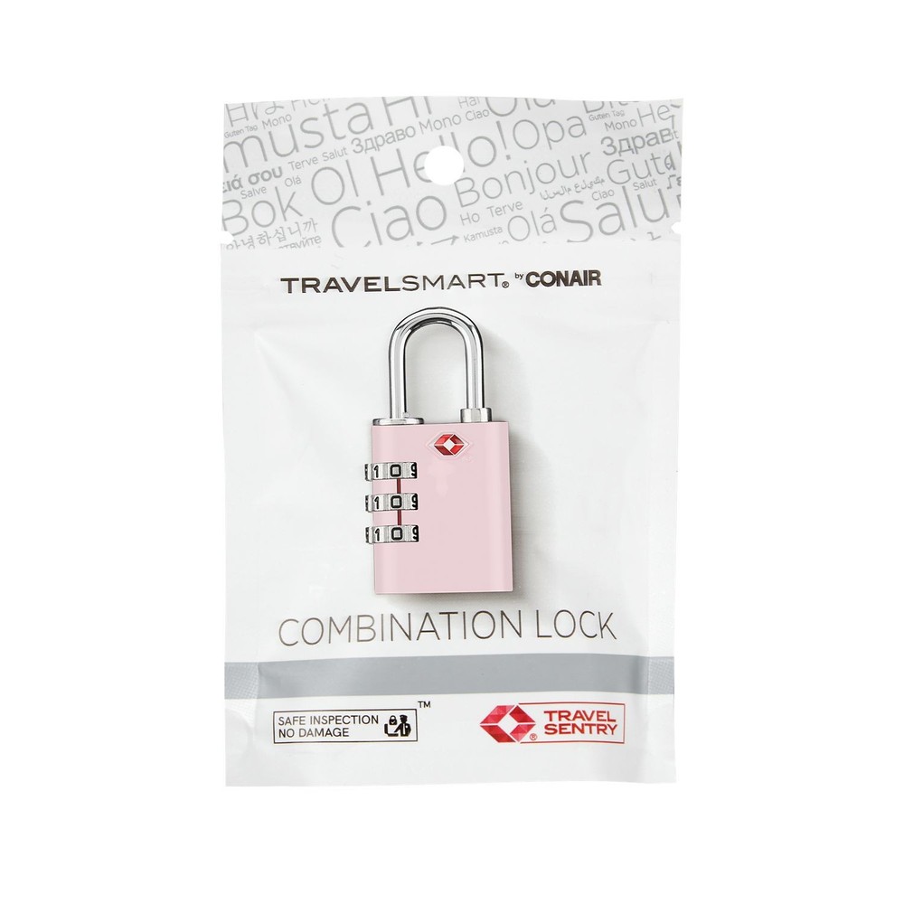 Conair Travel Smart 3- Dial Combination Lock, Pink