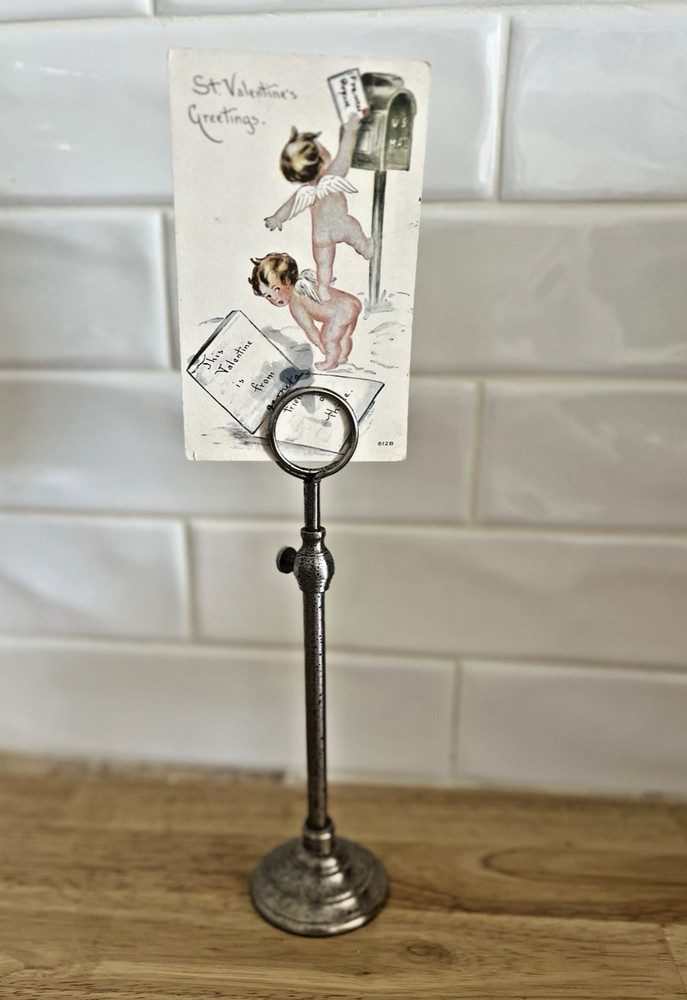 Vintage Metal Photo Card Memo Note Holder Adjustable Height