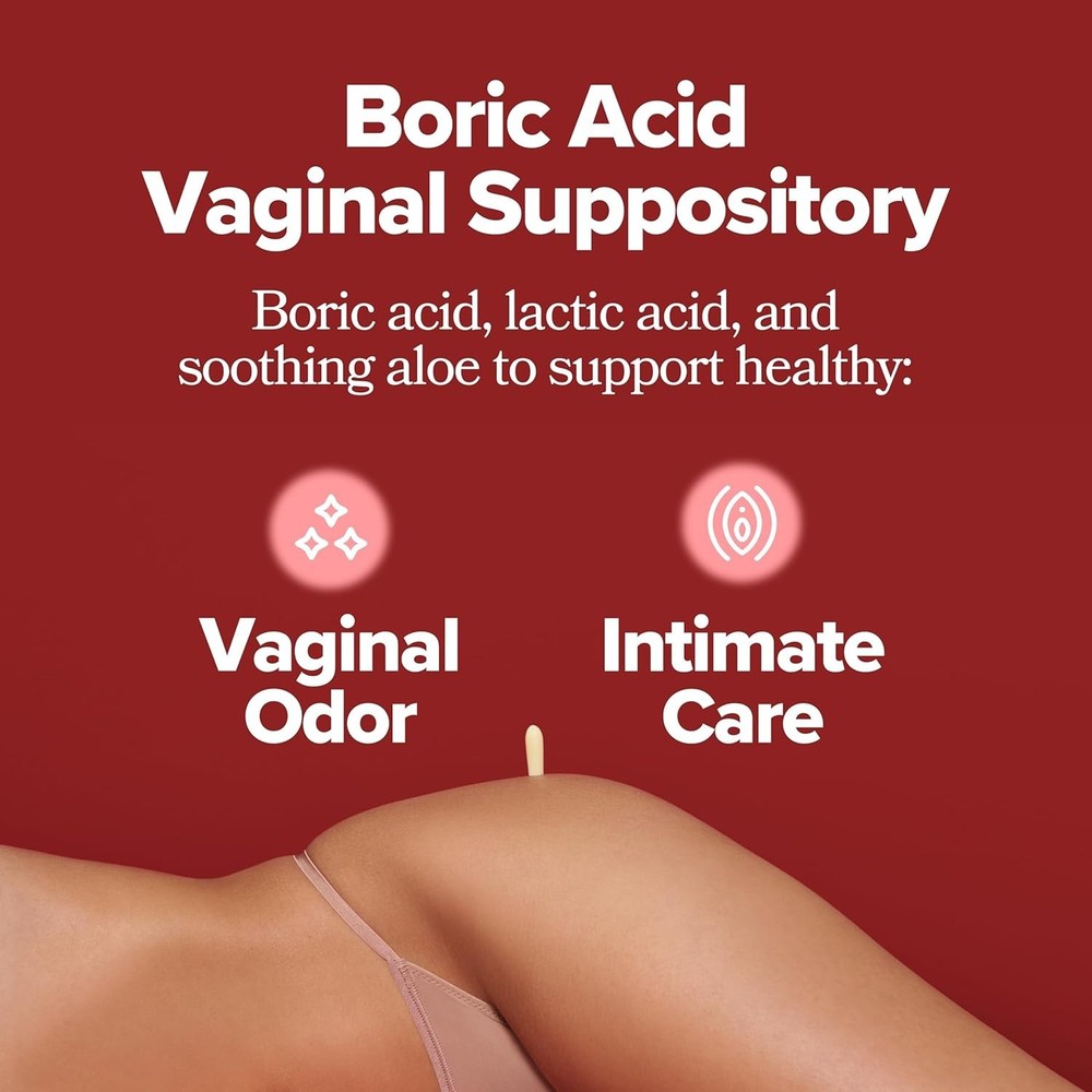 Boric Acid Vaginal Suppositories 600mg 12 Count Intimate Odor Support