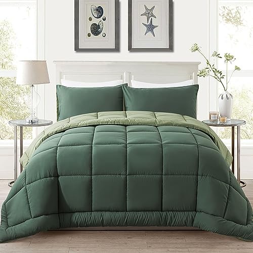 Size Comforter Set -All Season Bedding Comforters Sets with King Double Green