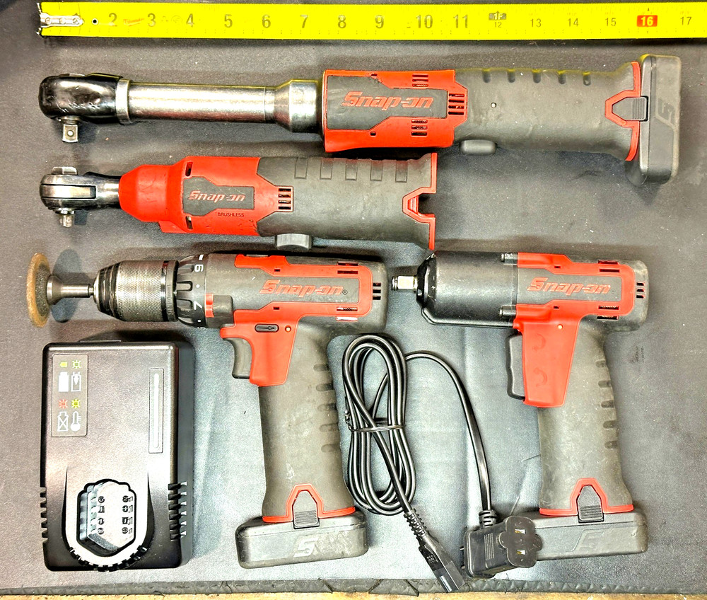 SNAP ON  4-PC  14.4V  3/8-DR. (2) RATCHETS, IMPACT, DRILL- (3) BATT + 1 CHARGER