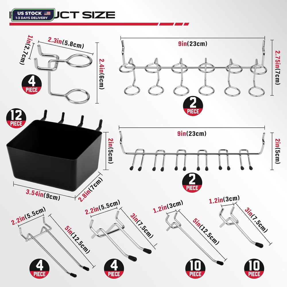 300-Piece Pegboard Hook Set, Pegboard Organizer Accessories for Hanging, Durable