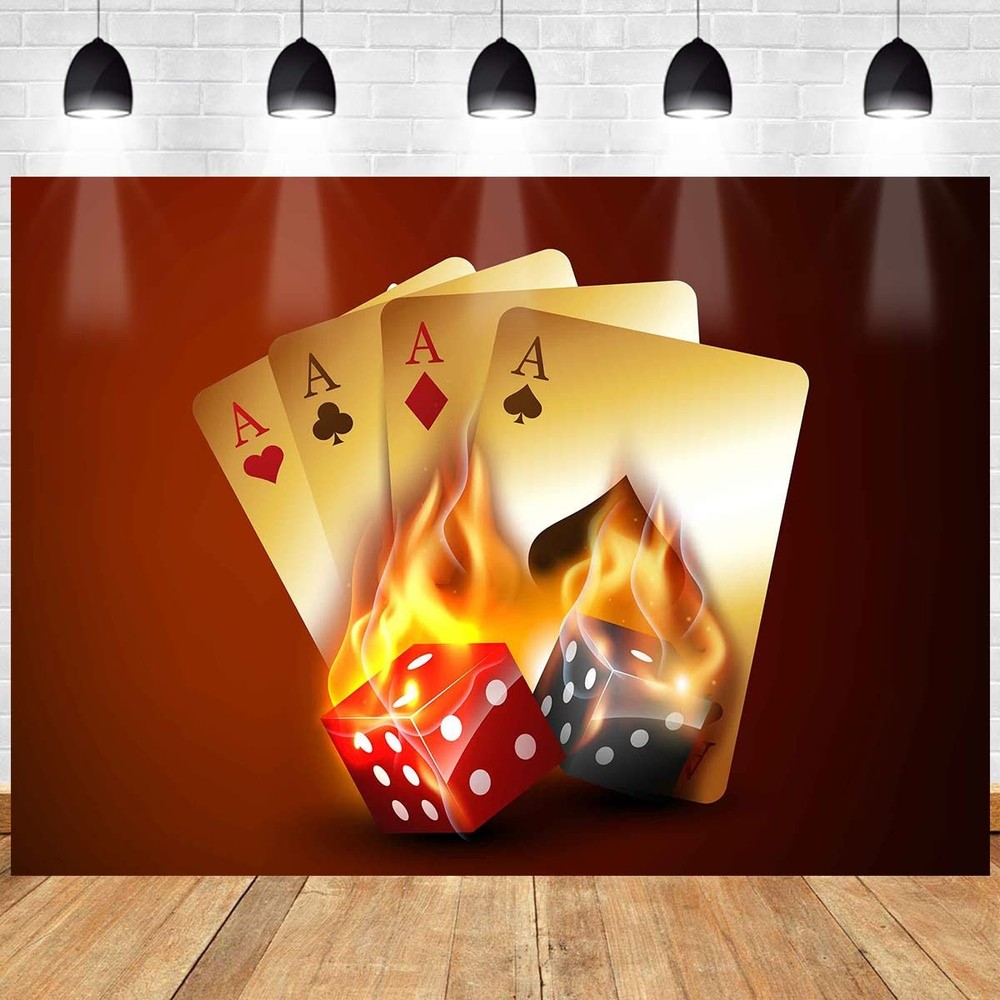 7x5ft Dice Flame Red Casino Backdrop for Celebratory Events Includes Polyeste...