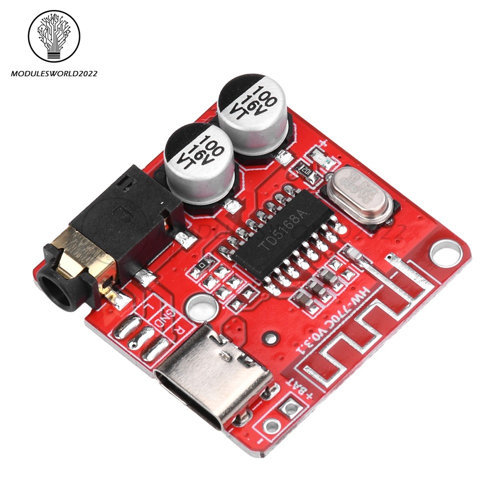 5pcs 3.7-5V Type-c Mini Bluetooth Audio Decoder Board MP3 Audio Receiver Module