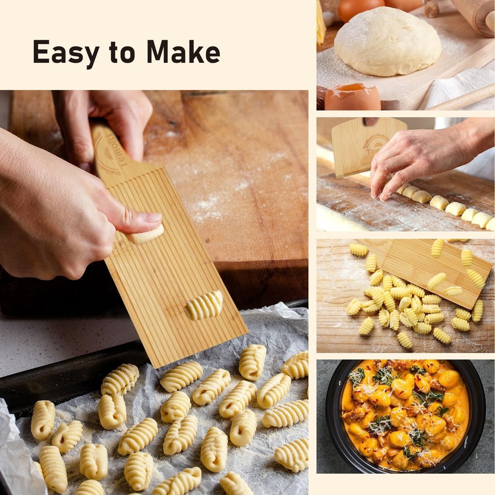 Gnocchi Board Set for Rolling Dough - includes 4-in-1 paddle and a standard p...