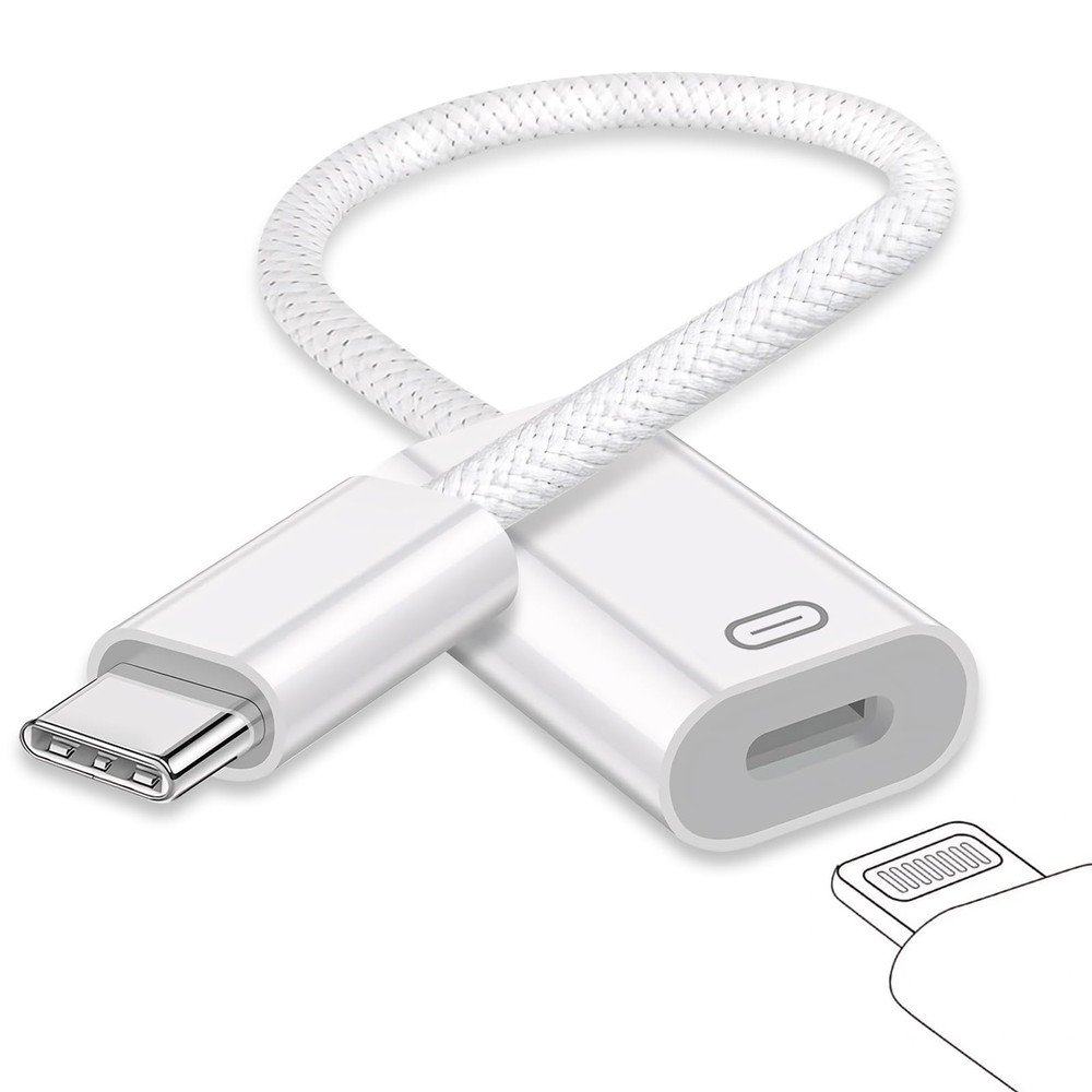 USB C to Lightning Headphone Audio Adapter, Type C Male One pack, White