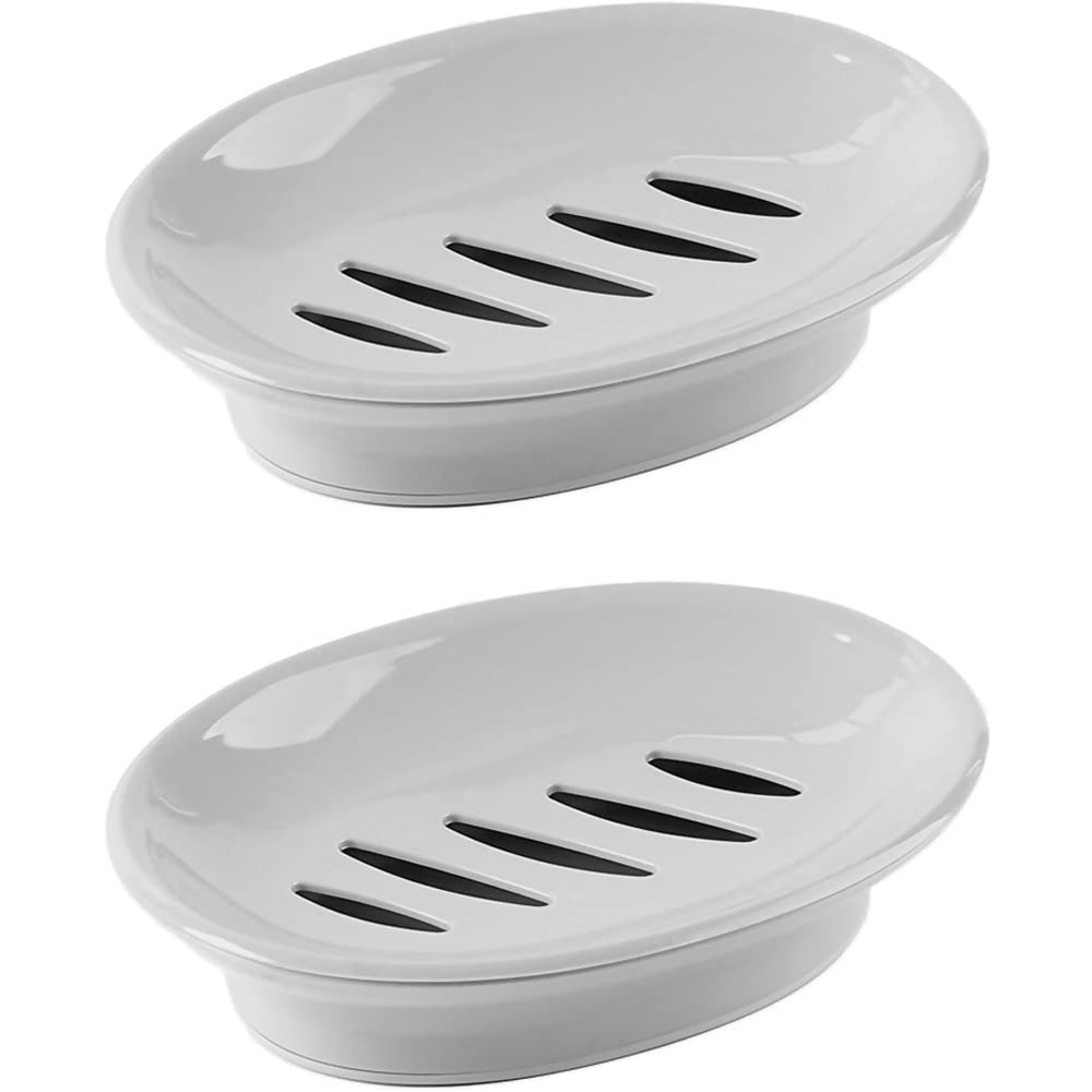 WYOK 2-Pack Soap Dish with Drain Plastic Sponge Holder Easy Cleaning Soap Sav...