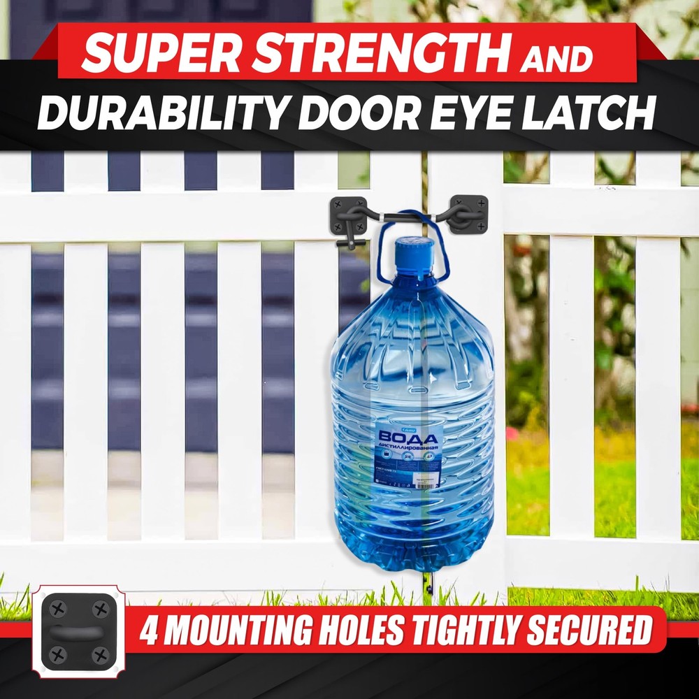 [Upgrade Adjustable] 6”-10” Cabin Hook Eye Latch Gate, Heavy Duty 4 Mounting ...