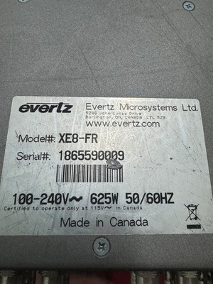 Evertz XE8-FR Multi-Format Router Used Broadcasting Equipment