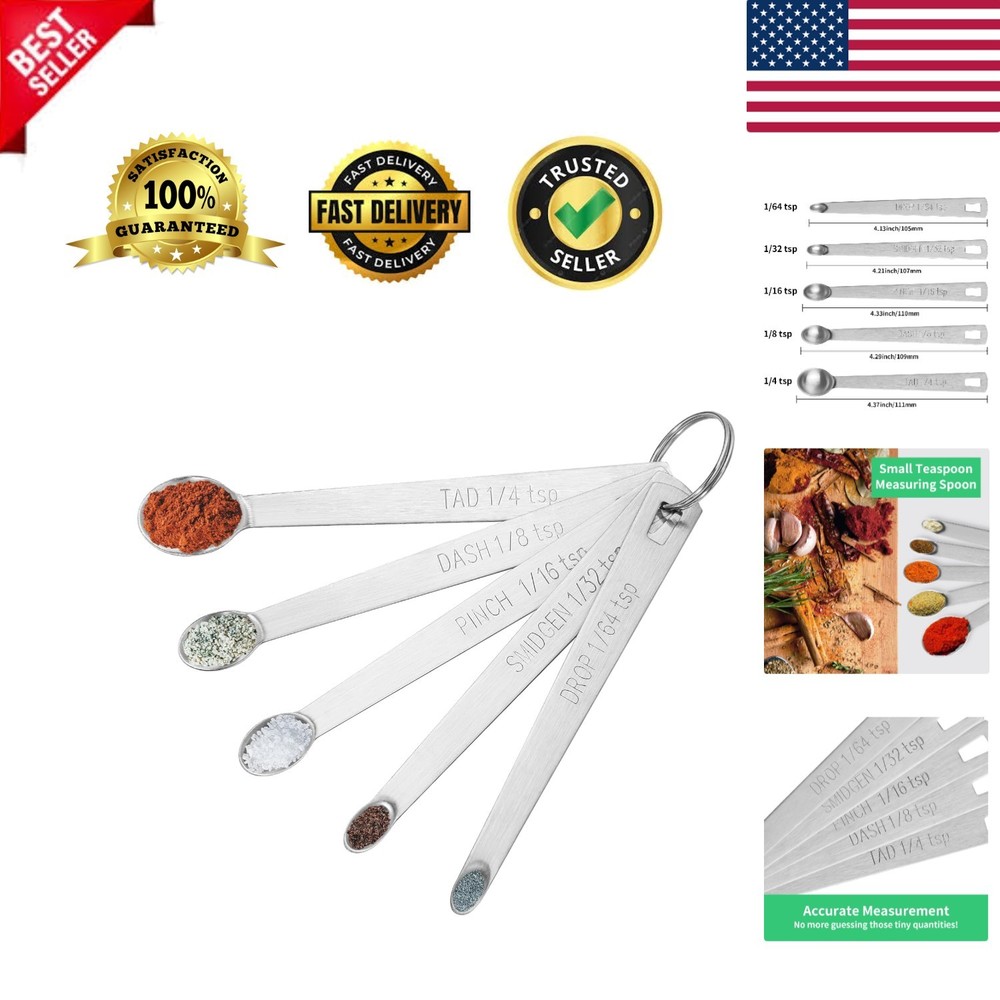 5PCS Small Measuring Spoons Set - Stainless Steel Tiny Measuring Spoons for C...