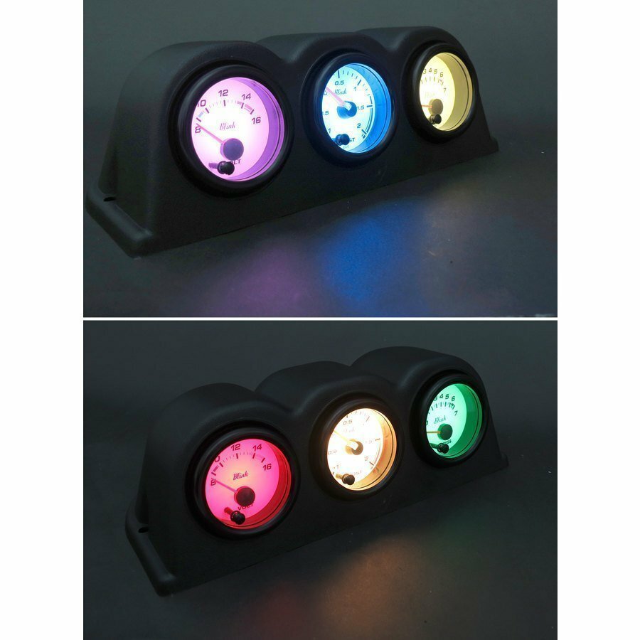 VOLTMETER 7 COLORS 52MM LED BLINK CAR FACEMETER WHITE MULTICOLOR