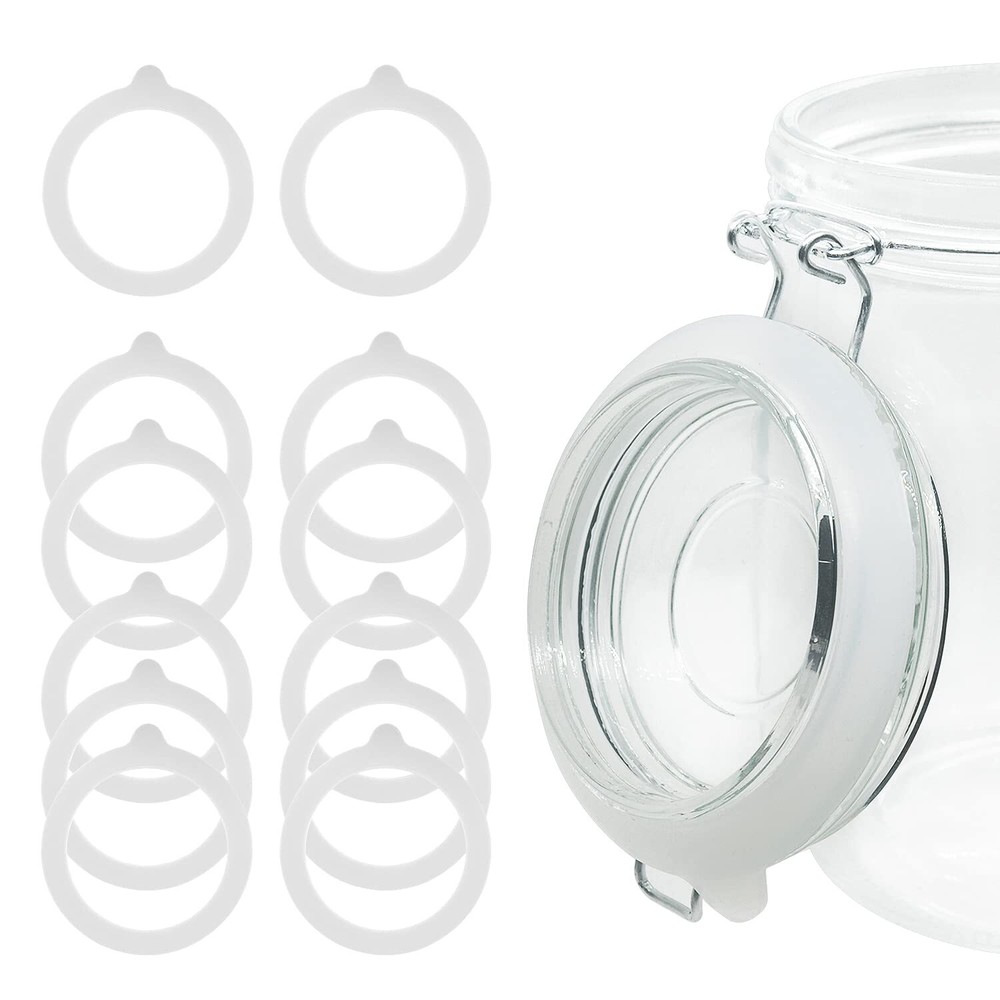 12 Pieces Rubber Seals Rings for Glass Jars Airtight Silicone Replacement Gask