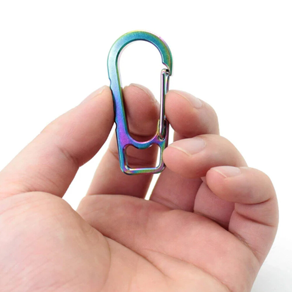 Titanium Alloy Carabiner Spring Snap Hook Clip KeyChain Quick Release Buckle 2pc