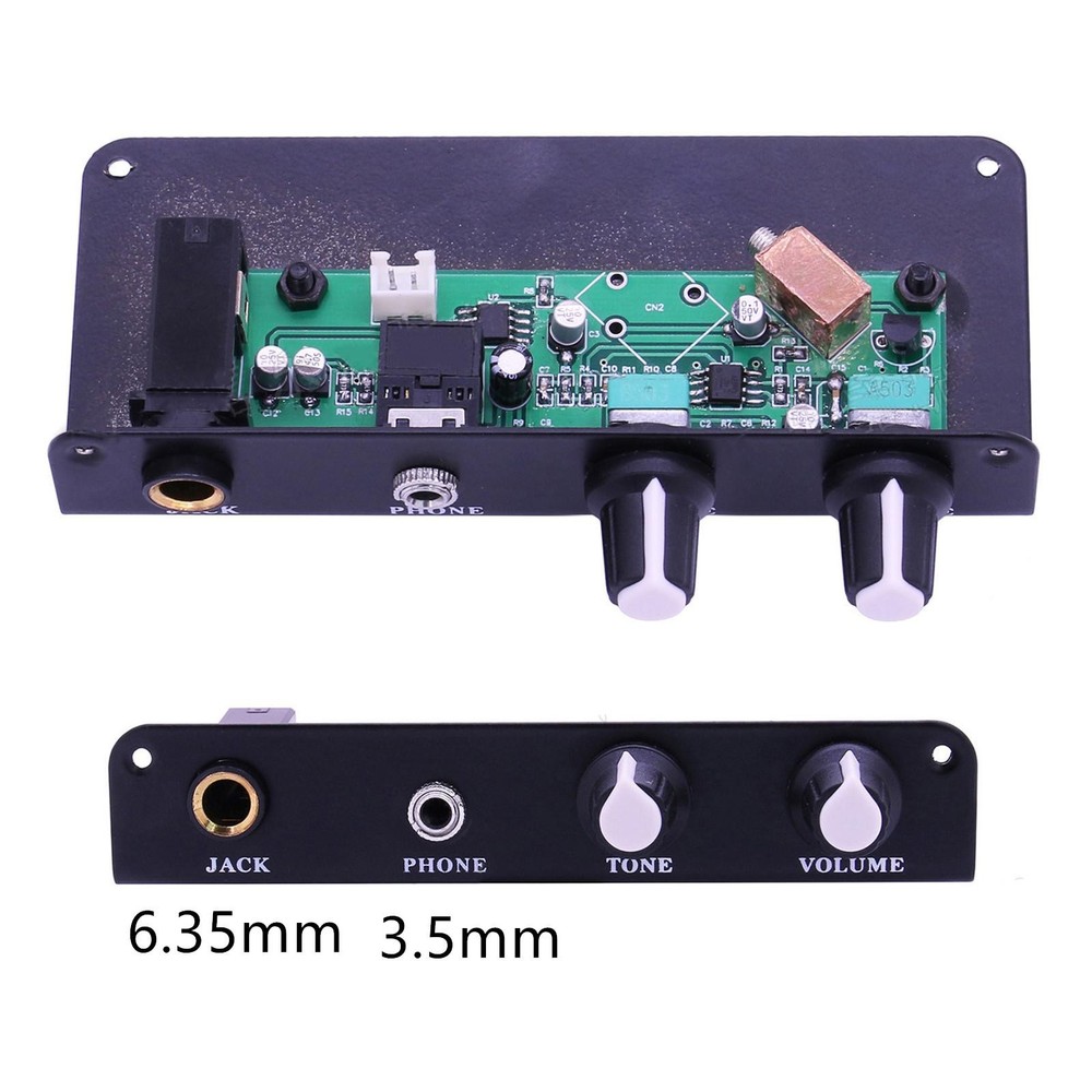 3.5&6.35mm Pre-wired Silent Travel Guitar Pickups w/ Volume Control&Battery Box