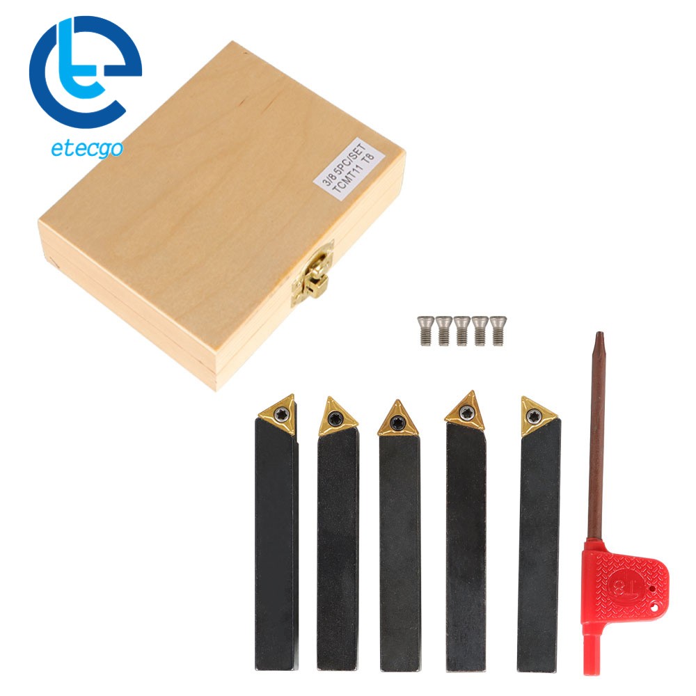 5Pcs Indexable Carbide Insert Turning Tooling Bit Holder 3/8" Set For Lathe US