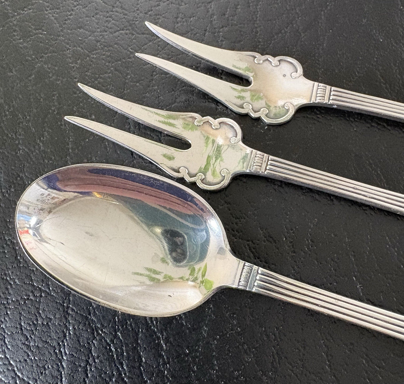 THORVALD MARTHINSEN 830S 220 Silver Vintage Norway Viking Flower Spoon Forks
