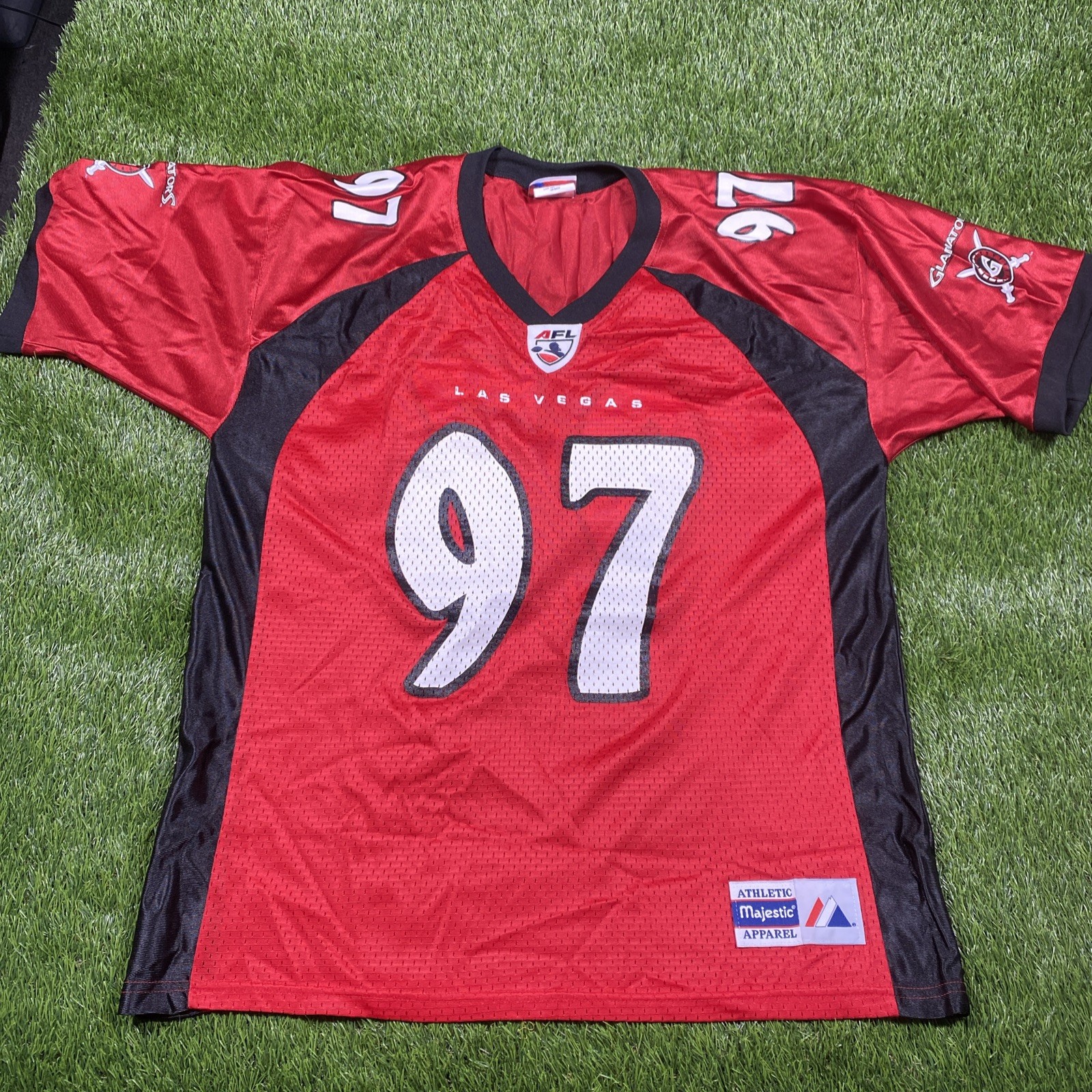 Las Vegas Gladiators Arena Football Jersey Mens Large Red #97 Majestic