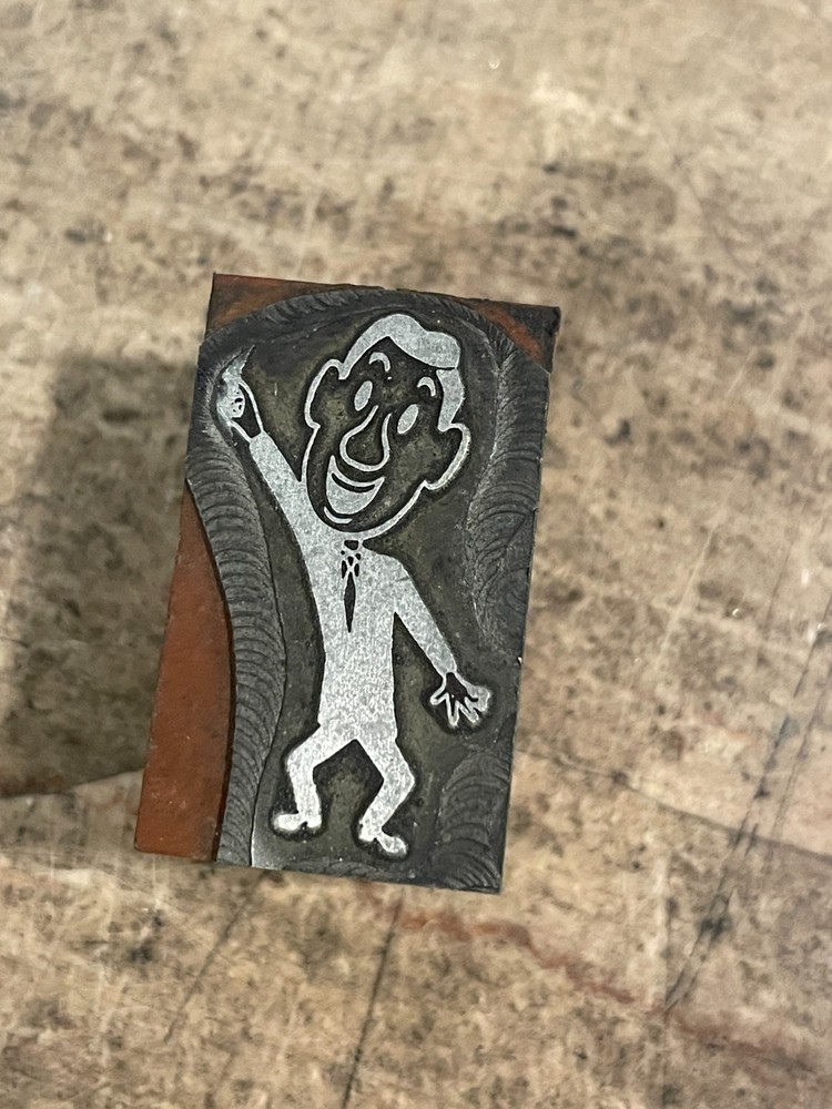 Printing Letterpress Printers Block Man Pointing (1026)