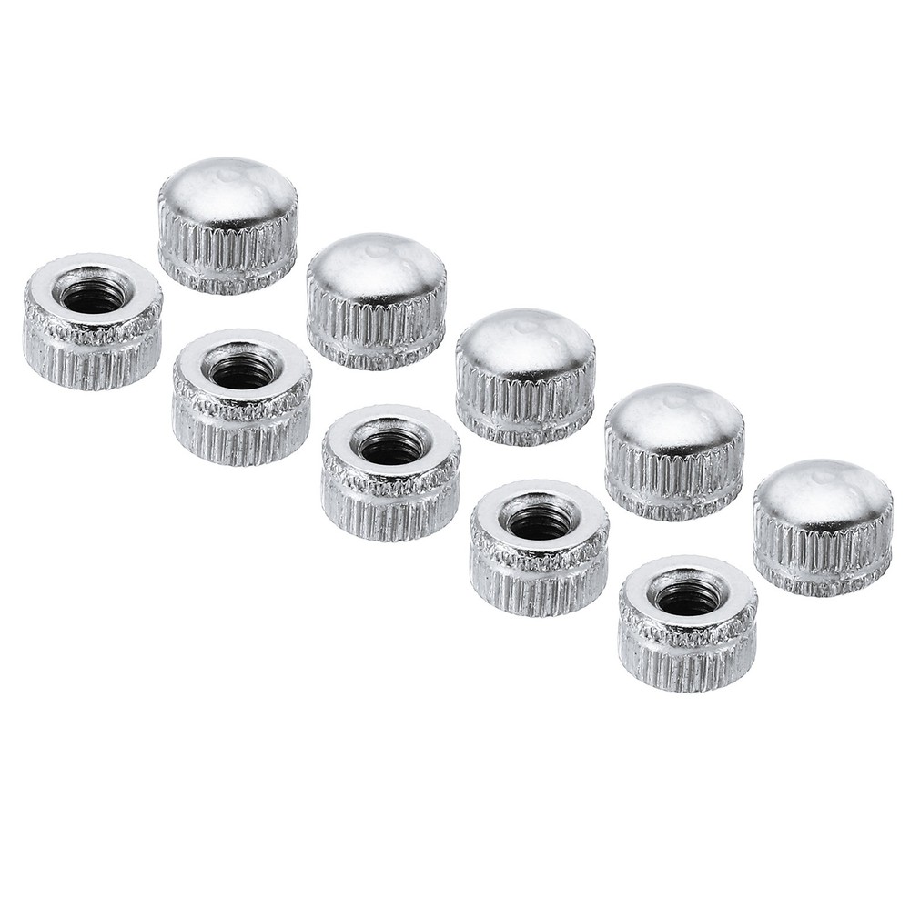 30pcs M5 Knurled Cap Nut Bolt Cover Screw Caps Insert Female Thread, Silver Tone