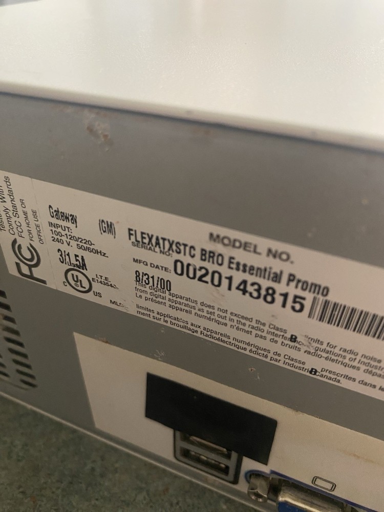 Gateway FLEXATXSTC Bro Essential Promo Windows Y2K No Hard Drive