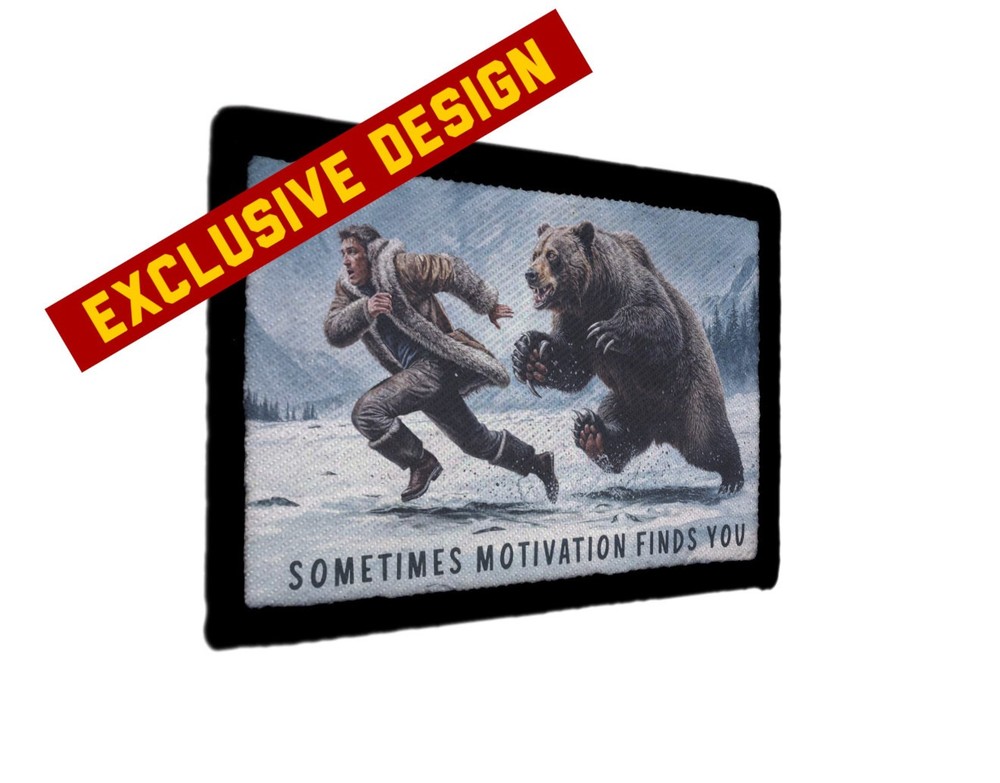 Sometimes Motivation Finds You Bear Chase Patch Funny Sew on [sub]