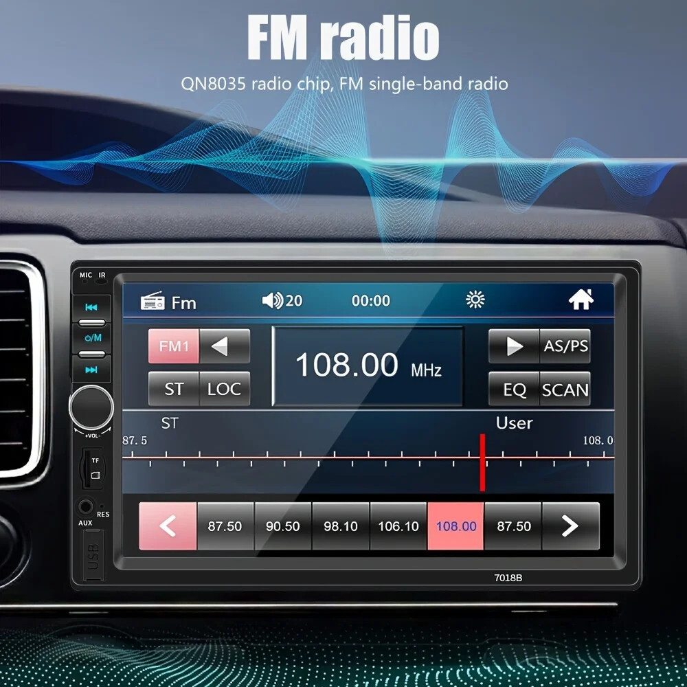 7" Double 2 DIN Car MP5 Player Bluetooth Touch Screen FM Stereo Radio + Camera-