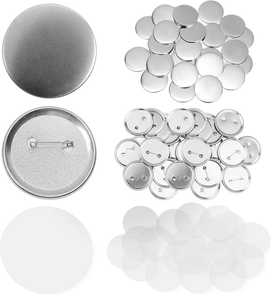 Shiny 58mm Blank Button Pins - 300 Pcs with Easy Assembly and Versatile Use