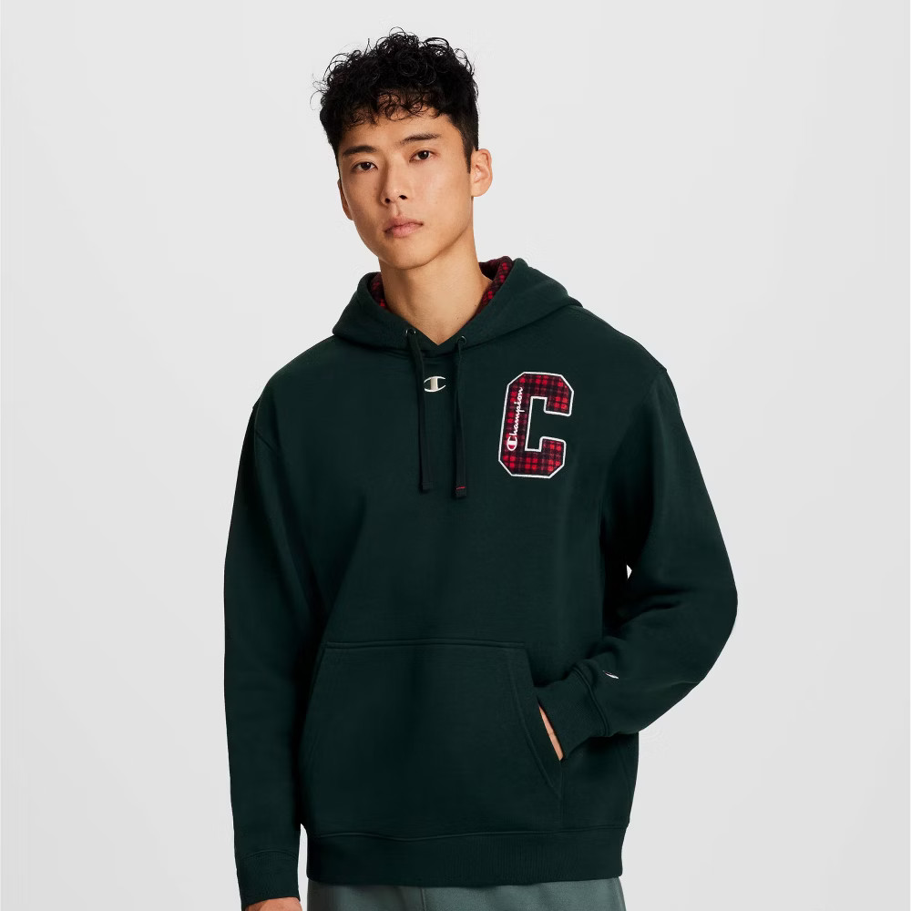 Champion Men's Plaid Hooded Sweatshirt