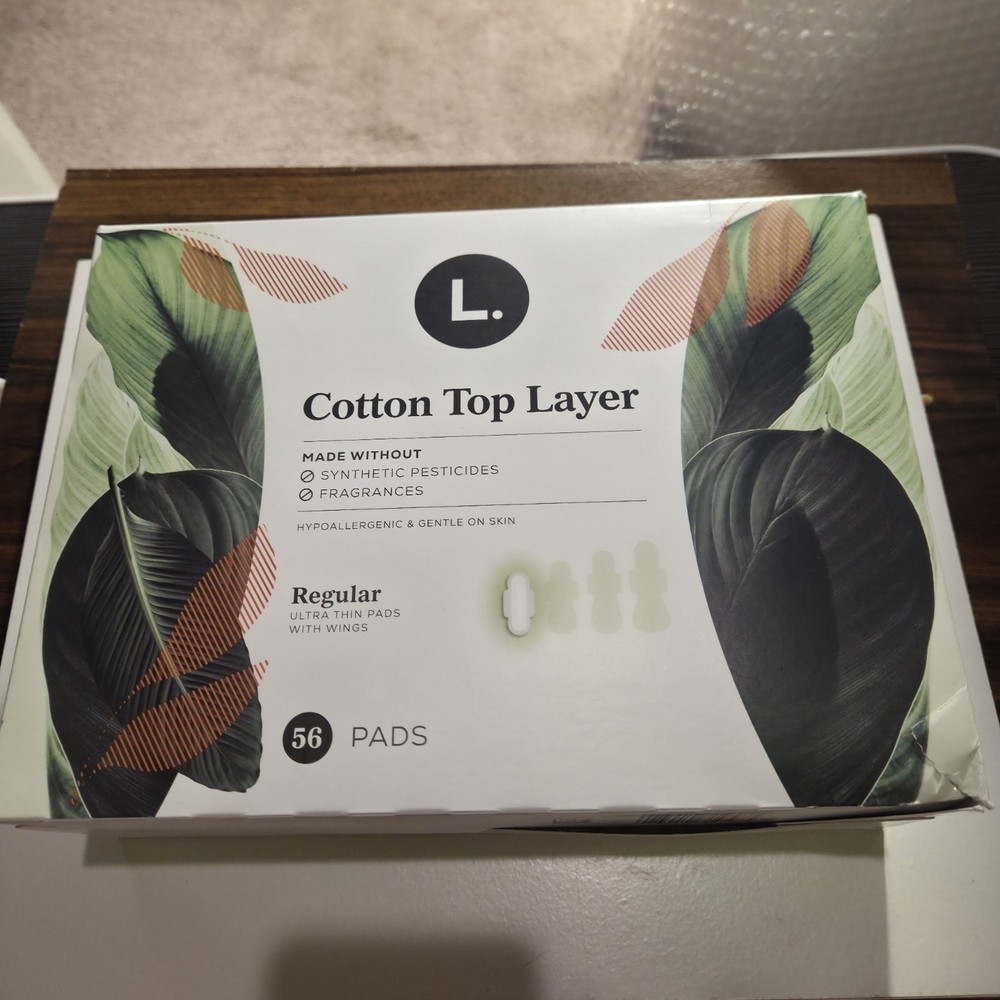 L. Cotton Top Layer Pads Regular Ultra Thin w/ Wings 56 Count