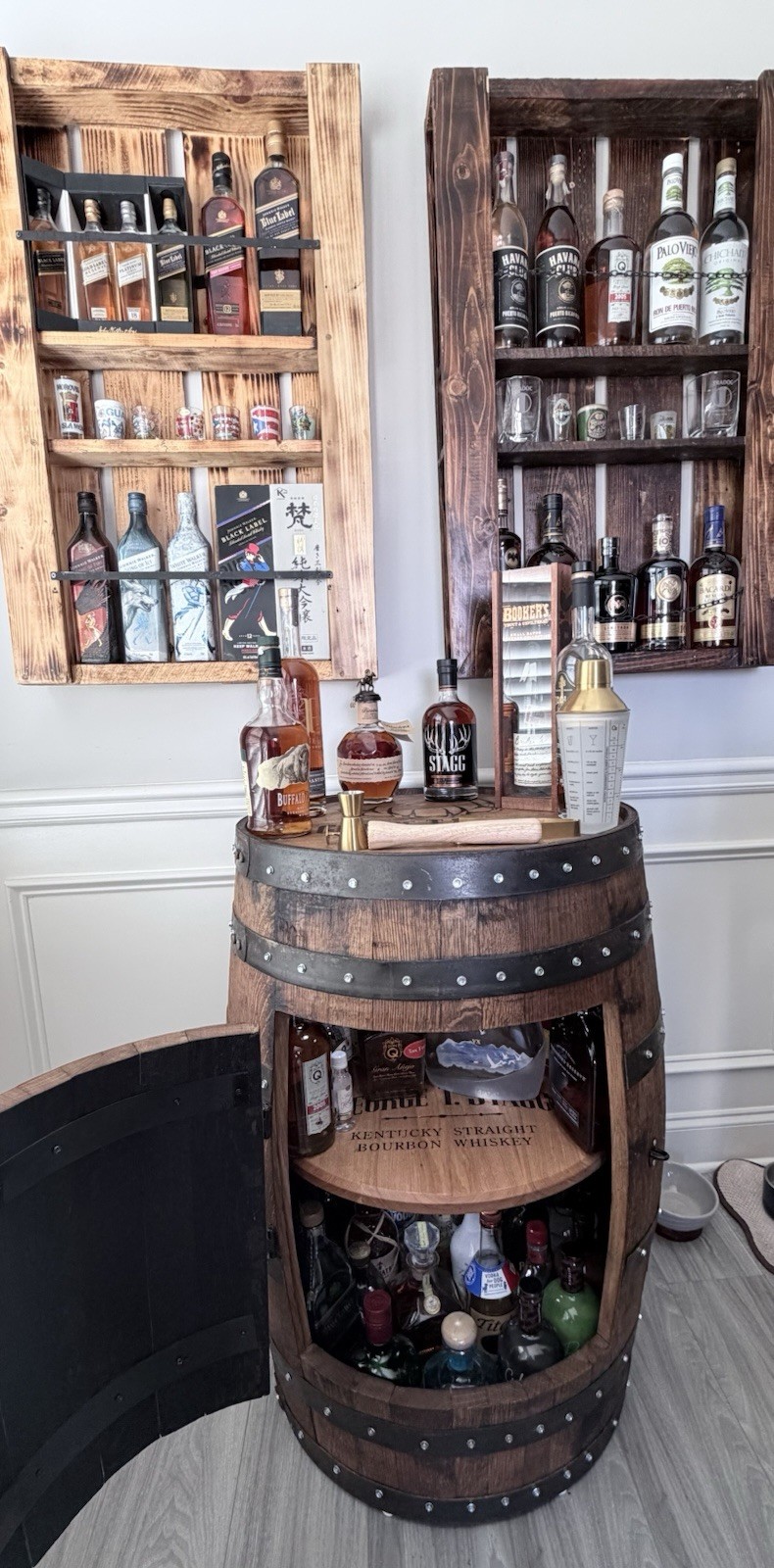 Whiskey Barrel Cabinets Bars “Free Shipping”