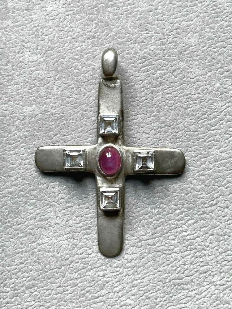ANTIQUE ETHIOPIAN CROSS WITH GEMSTONES