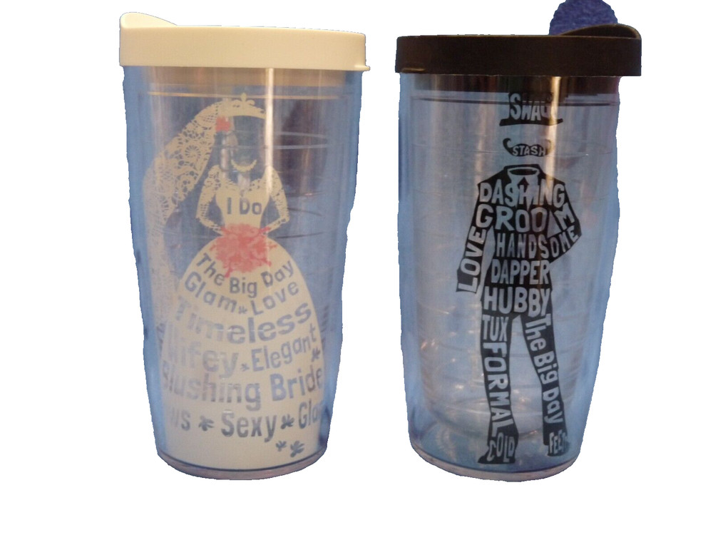 Tervis Bride Groom Thermo Cups Glasses Wedding Marriage 16 oz