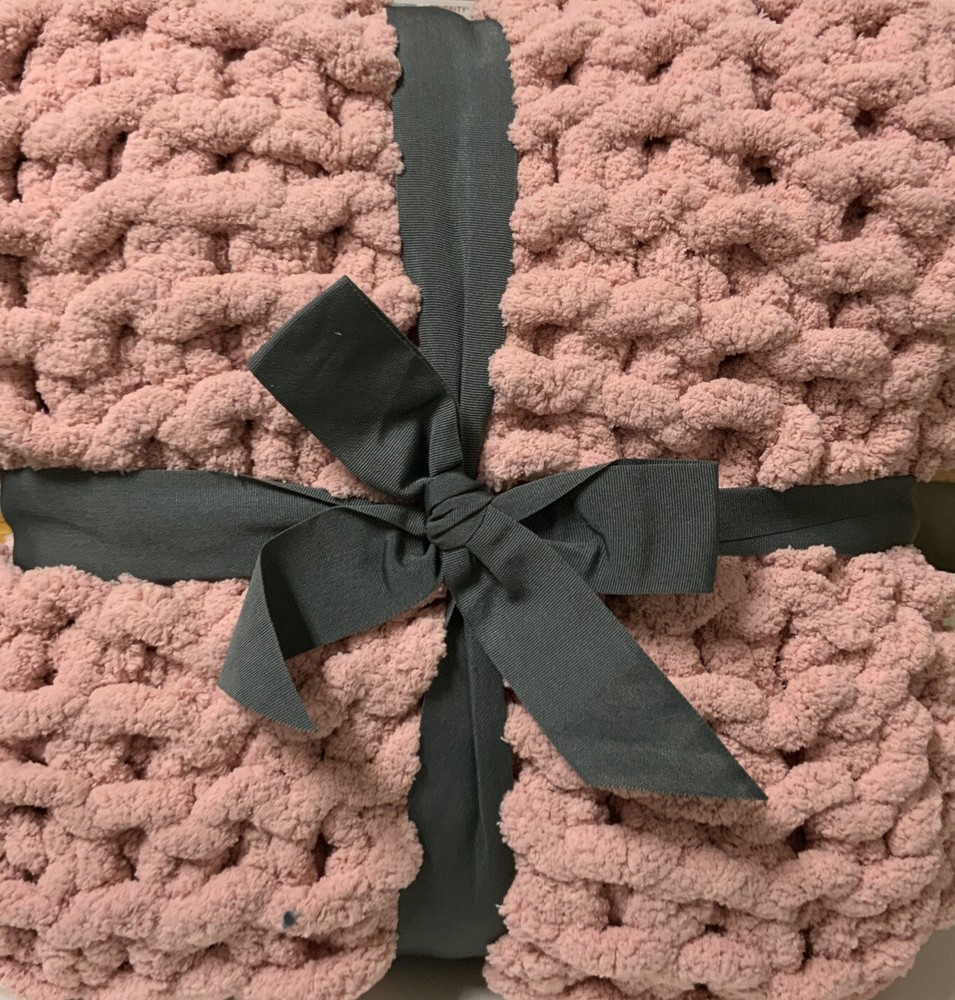 🧷 MADISON PARK Solid Chenille Chunky Knit Throw 60”x50” 🆕