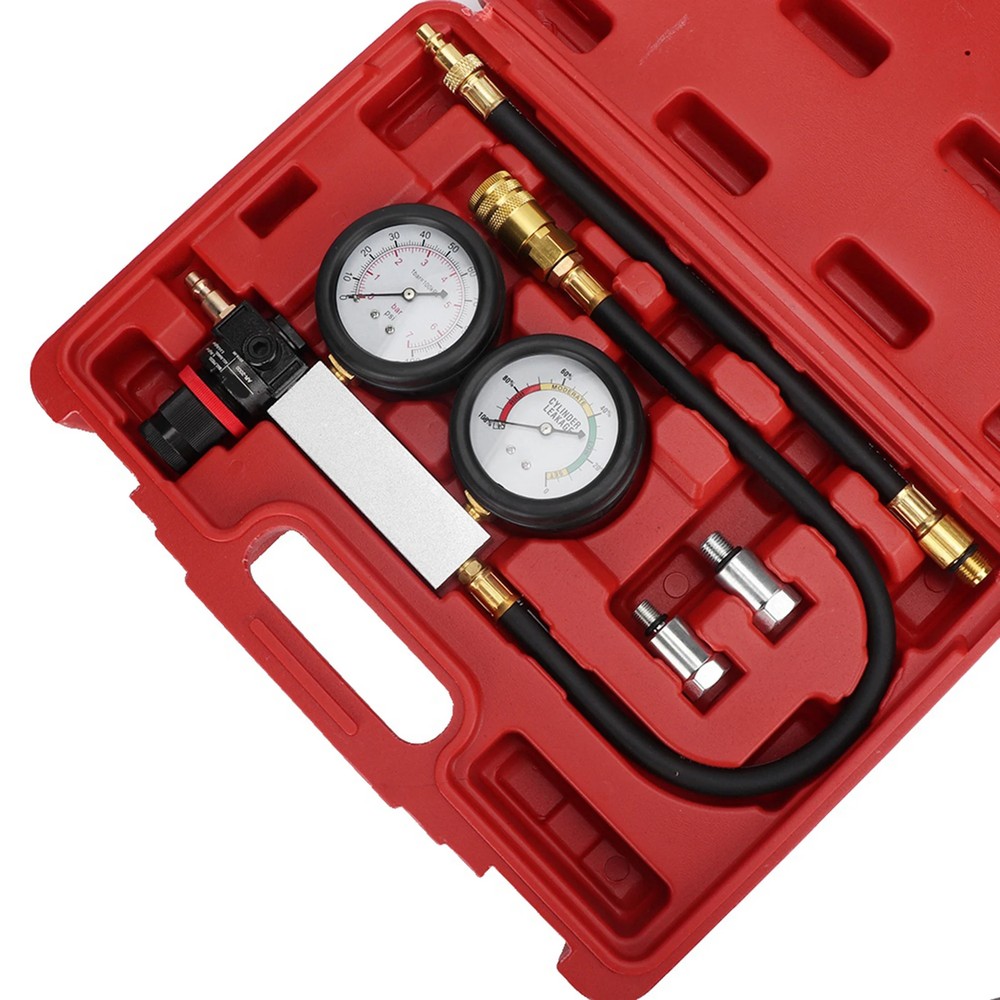 Engine Cylinder Leak Tester Double Pressure Gauge Compression Leakage Detector