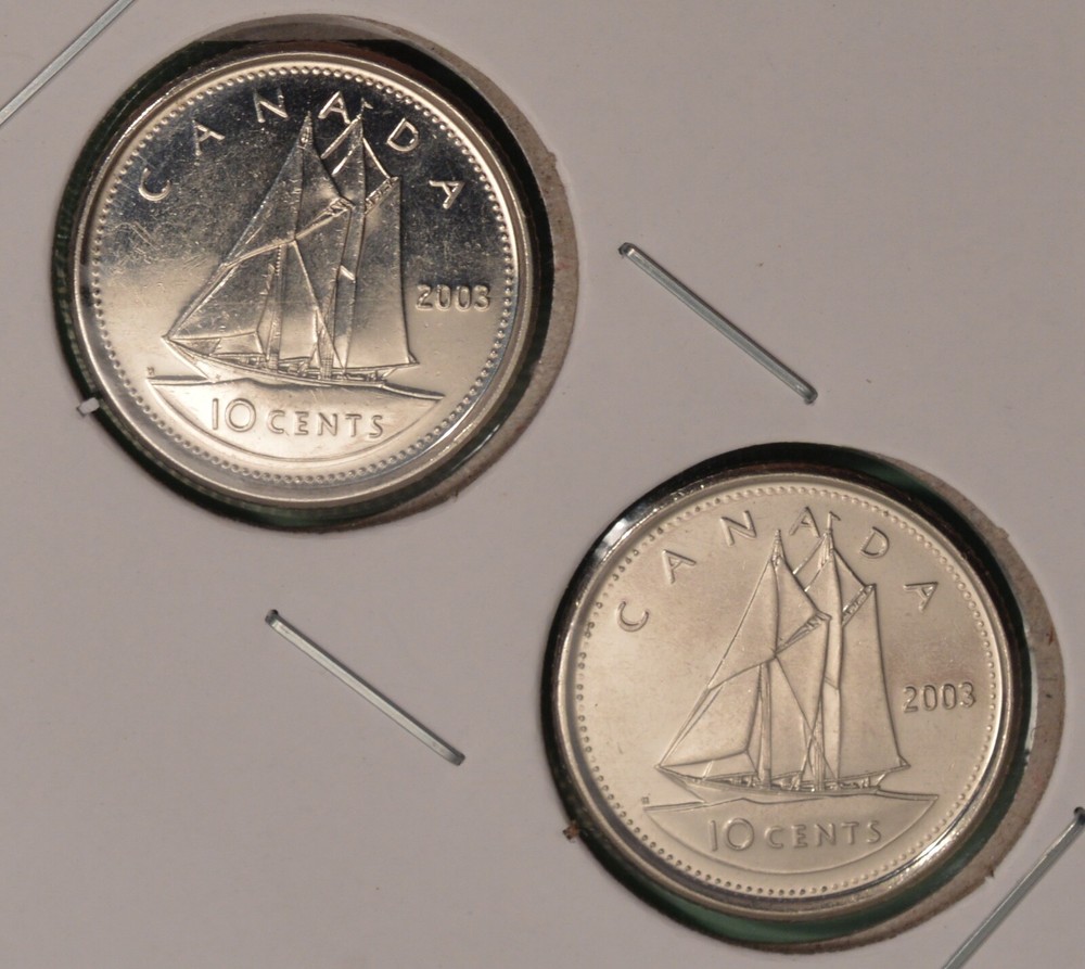 Canada 2003P Two Varieties of 10 CENT old effigy / new effigy - circulated