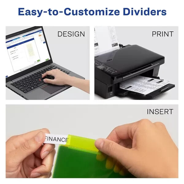 3 sets Avery 81828 big tab 2 pocket insertable plastic dividers 5 tab multicolor