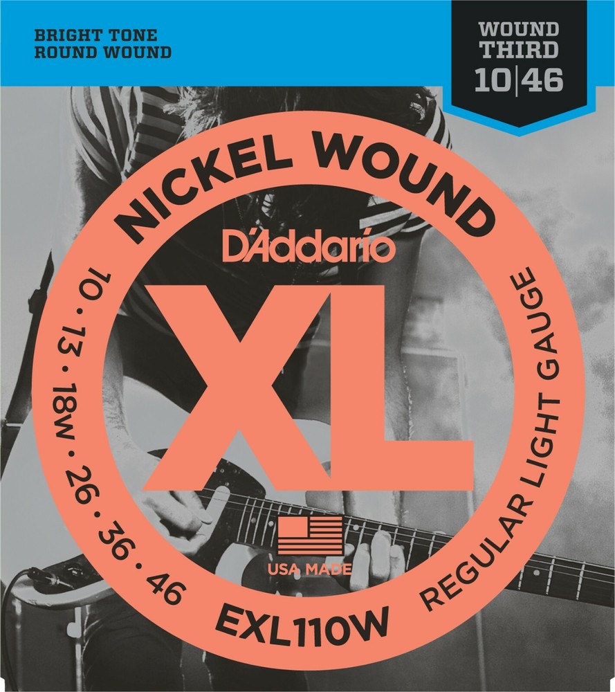 D'Addario EXL110W Electric Guitar Strings Wound 3rd String 10-46 Light