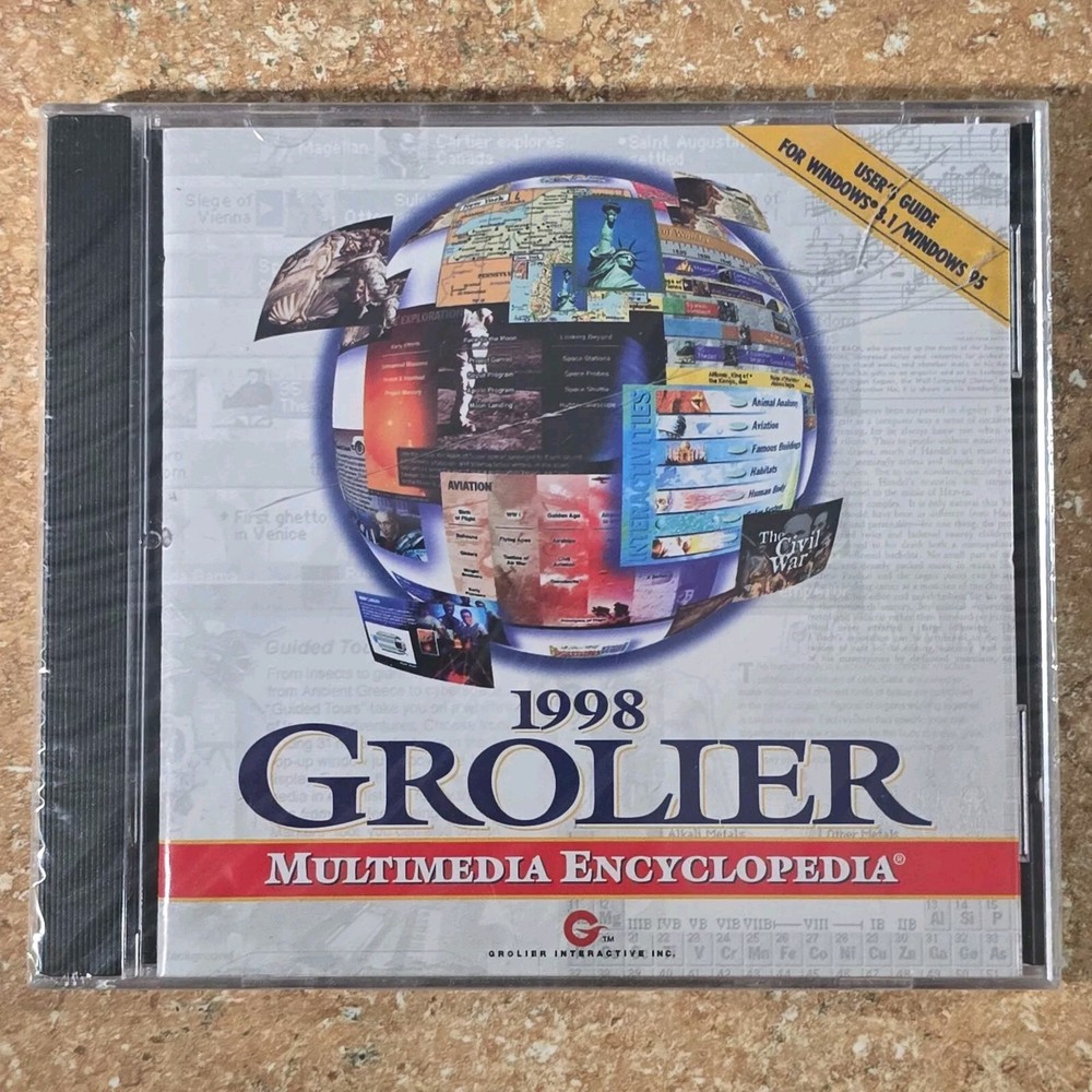 Grolier Encyclopedia 1998- CD-ROM Windows 95/Windows 3.1 Vintage Sealed