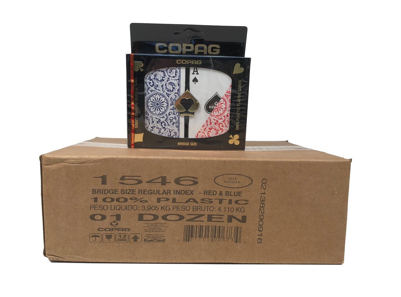 1 CASE COPAG 1546 Red & Blue Regular Bridge Plastic Playing Cards NEW SHIP FREE