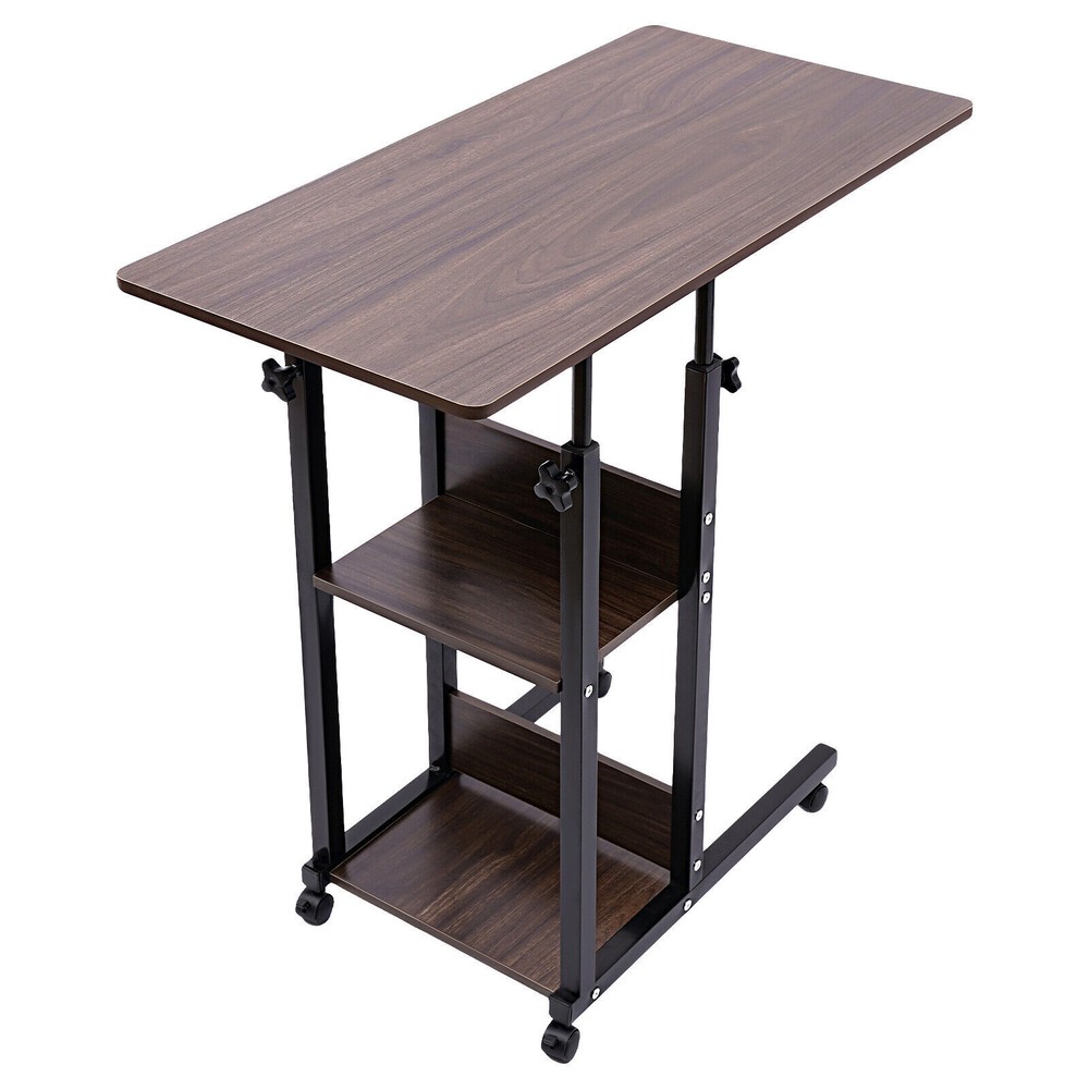 C-Shaped Side Table Adjustable, Height Adjustable C Table with Wheels