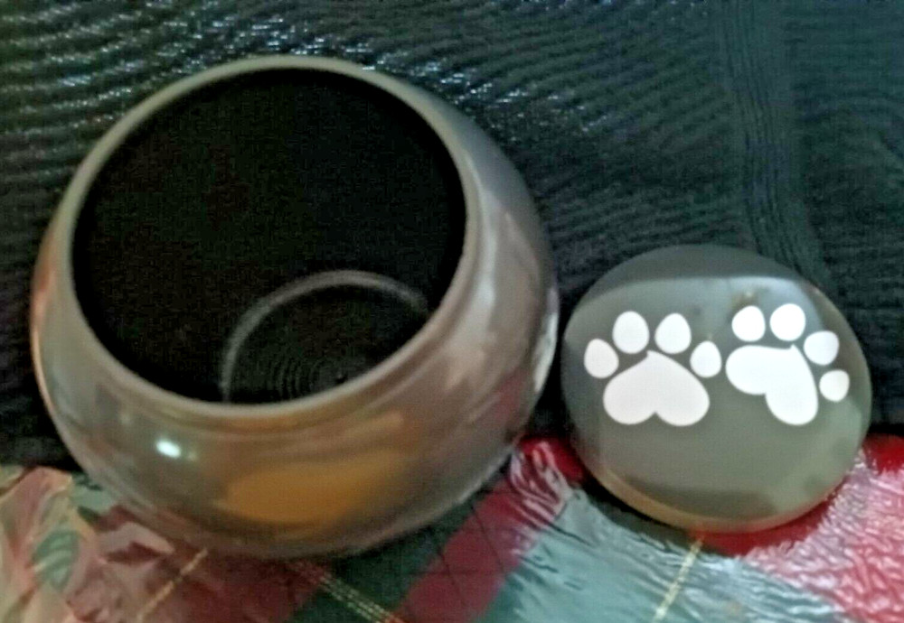 1) Pet Memorial Cremation Urn Paw Print - Gray/Silver - Dog Cat Ashes - Reminded