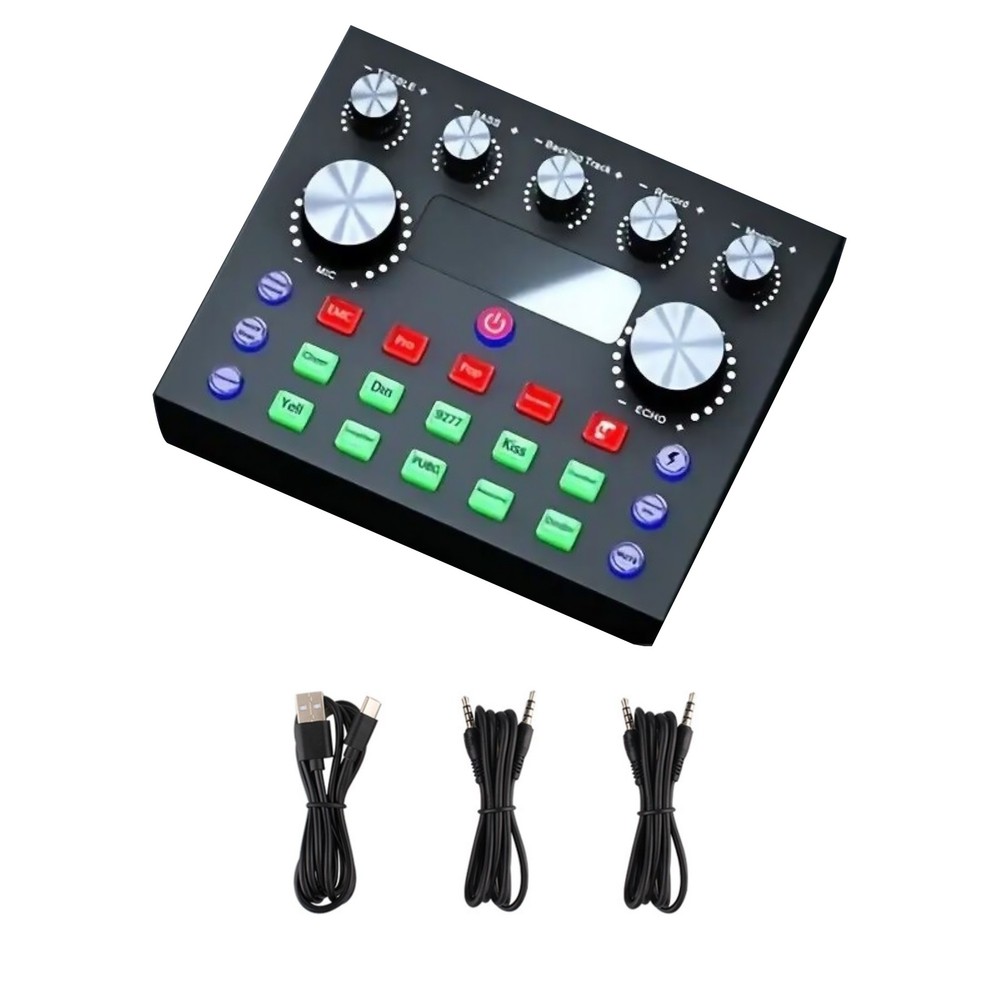 1set V8S Sound Card W/Voice Changer External Audio Devices Wide Compatibility