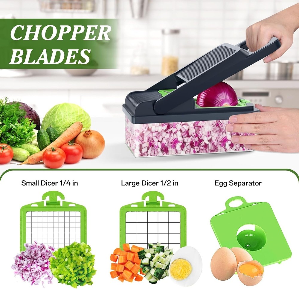 15-in-1 Vegetable Chopper with container,Veggie Chopper,Onion Chopzilla,Slicer