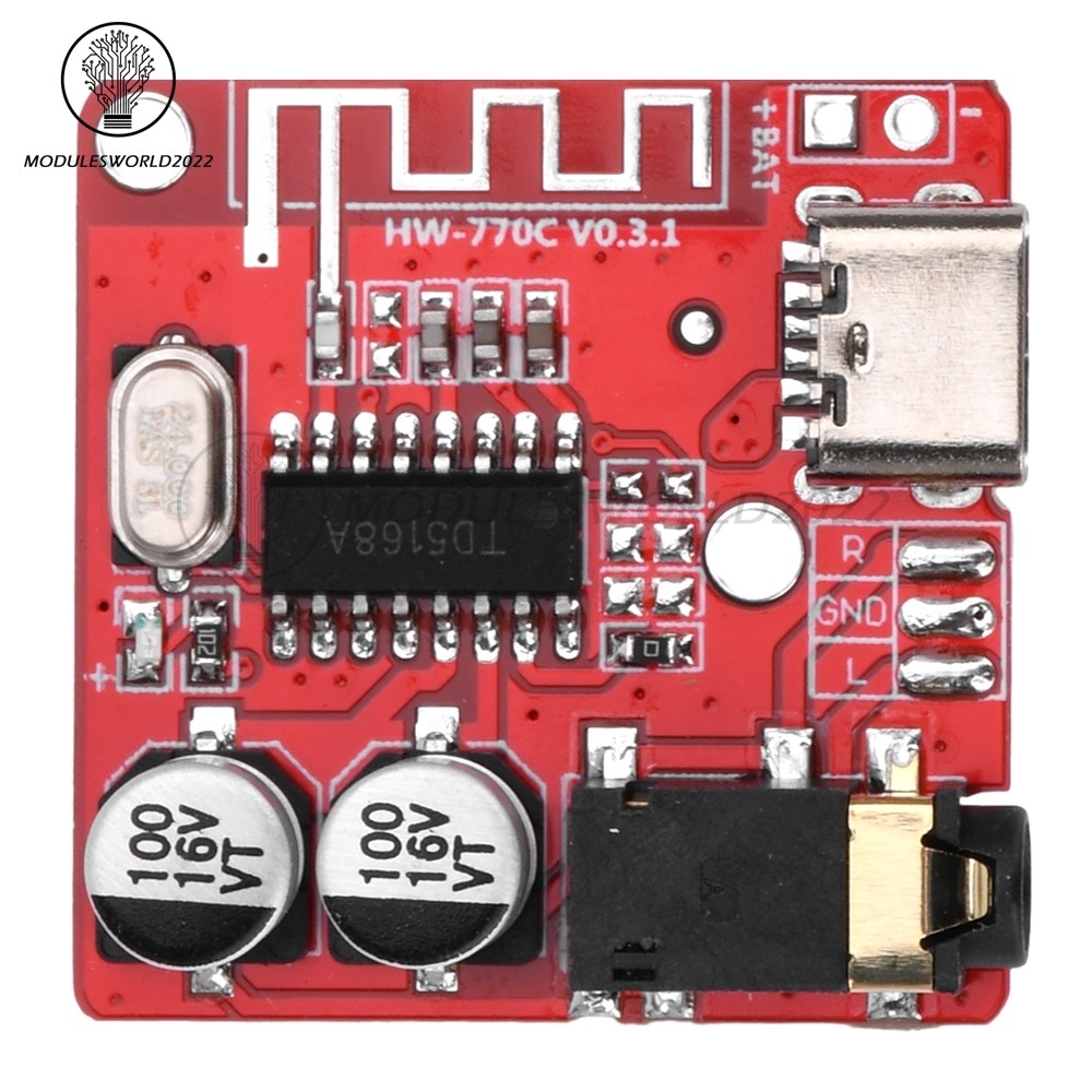 5pcs 3.7-5V Type-c Mini Bluetooth Audio Decoder Board MP3 Audio Receiver Module