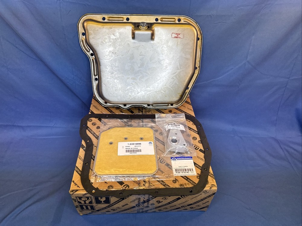 NOS Mopar Performance Stamped Steel Deep 727 Transmission Pan Kit has Drain Plug