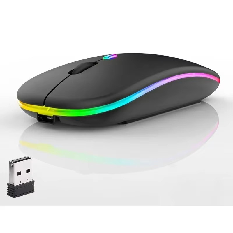 RGB Bluetooth Wireless Mouse Rechargeable Ergonomic USB for PC Laptop iPad