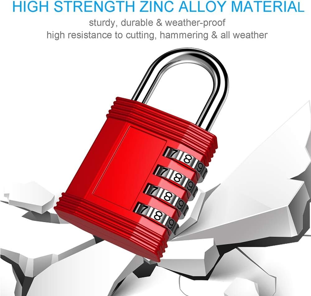 Number Lock for Lockers 4 Digit Combination Padlock for Gym, School, Storage,...