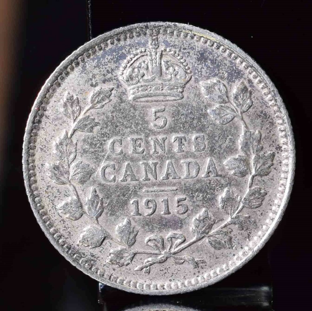 1915 Canada Silver 5 Cents - AU KM#22 $175